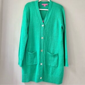 EUC Large Lilly Pulitzer Leonette Botanical Green Sweater Set - tank & cardigan